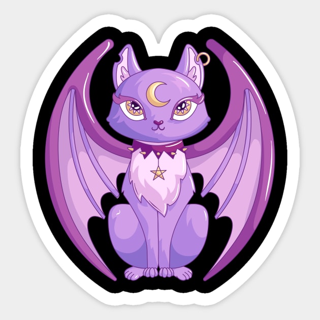 Pastel goth cat Sticker by levinanas_art